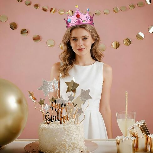 18 Pieces DIY Crowns Set Include 6 Pieces Foam Princess Crowns and 12 Pieces Crystal Diamond Sticker for Kids in Kuwait