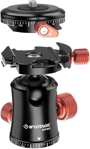 IFOOTAGE Komodo MP30 Ball Head,Metal 360° Rotating Ball Head with Panoramic Quick Release Plate, Compatible with Digital SLR Cameras, Mirrorless Cameras and Digital Cameras （Load 22lbs） in Kuwait