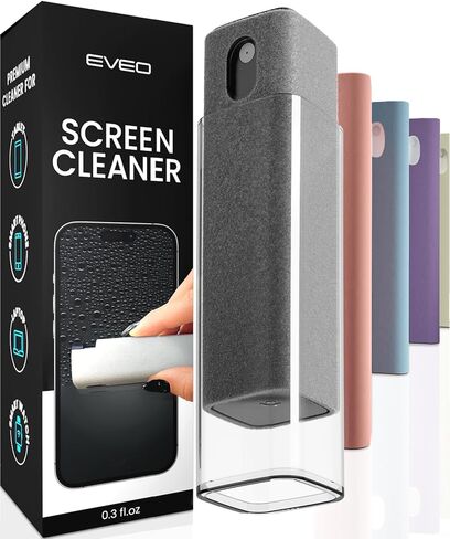 Screen Cleaner Spray and Wipe by EVEO - Computer Screen Cleaner, Laptop Screen Cleaner, Car Screen Cleaner, iPad Screen Cleaner, iPhone 2in1 Touchscreen Mist Cleaner - 2 Pack - Grey & Rose Gold in Kuwait