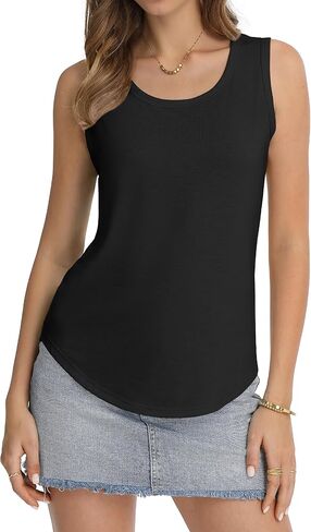 QUALFORT Womens Tank Tops Sleeveless Scoop Neck Casual Loose Fit Spring Summer 2026 in Kuwait