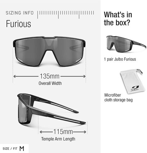 نظارات Julbo Furious Performance - إطار أسود - دخاني مع عدسات مرآة حمراء (Spectron 3) in Kuwait