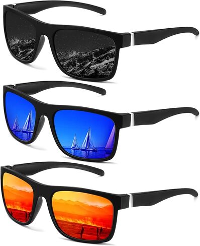 Polarized Sunglasses for Men, Mens Sunglasses Sun Glasses for Driving Fishing 3 Packs in Saudi Arabia