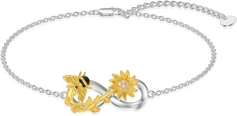 Dorunmo Turtle/Bee Sunflower/Dragonfly Bracelet 925 Sterling Silver Infinity Bracelet Mother’s Day Birthday Jewelry Gifts for Women Wife Girlfriend Mom Her in Kuwait