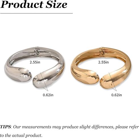 Gold Bangle Set 2PCS Silver and Gold Chunky Bracelets Non Tarnish Trendy Jewelry in Saudi Arabia