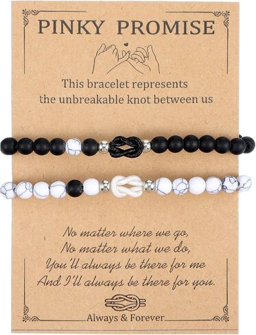 Matching Bracelets for Couples, Pinky Promise Love Cross Knot Bracelet, Always and Forever Long Distance Relationship Gifts, Valentines Anniversary Christmas Gifts for Girlfriend Boyfriend in Saudi Arabia