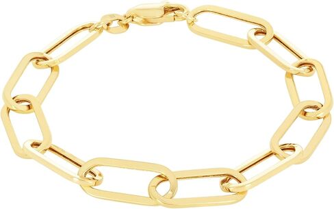 Nuragold 10k الذهب الأصفر الحقيقي مشبك ورق 7 مم ممدود كابل ربط سوار (7 "-8") مجوهرات إيطالية للرجال والنساء in Saudi Arabia