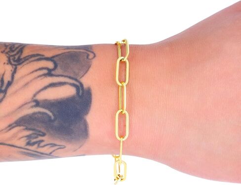 Nuragold 10k الذهب الأصفر الحقيقي مشبك ورق 7 مم ممدود كابل ربط سوار (7 "-8") مجوهرات إيطالية للرجال والنساء in Saudi Arabia