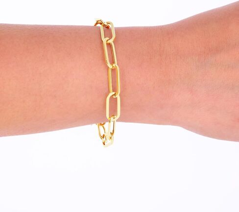 Nuragold 10k الذهب الأصفر الحقيقي مشبك ورق 7 مم ممدود كابل ربط سوار (7 "-8") مجوهرات إيطالية للرجال والنساء in Saudi Arabia