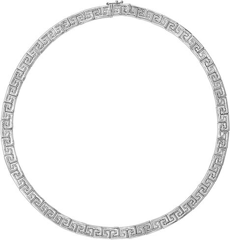 Sterling Silver Stampato Greek Key Bracelet & Matching Necklace, 5/16 in. (8mm) Wide in Saudi Arabia