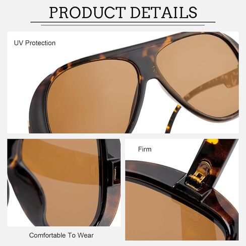 JATEBI 3 Pcs Retro Oversized Aviator Sunglasses for Women Men 70s Trendy Thick Sun Glasses UV400 in Kuwait
