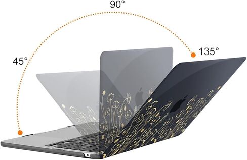 MOSISO Compatible with MacBook Air 13 inch Case 2025 2024 2023 2022 M4 A3240 M3 A3113 M2 A2681, Protective Plastic Hard Shell & Keyboard Cover for MacBook Air 13.6 inch Case, Golden Line Sketch Flower in Saudi Arabia