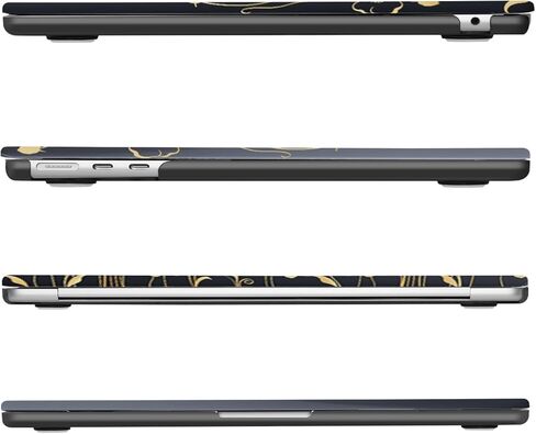MOSISO Compatible with MacBook Air 13 inch Case 2025 2024 2023 2022 M4 A3240 M3 A3113 M2 A2681, Protective Plastic Hard Shell & Keyboard Cover for MacBook Air 13.6 inch Case, Golden Line Sketch Flower in Saudi Arabia