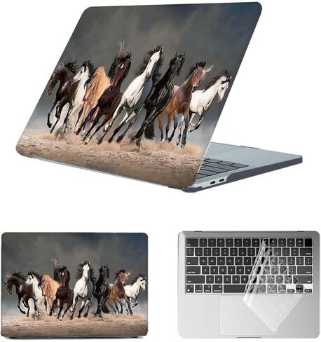 Laptop Case Compatible with New MacBook Air 13 inch M2 M3 M4 (2022-2025) A2681 A3113 A3240, Plastic Hard Shell Case & Clear Keyboard Cover for MacBook Air 13.6,Horses Racing in Kuwait