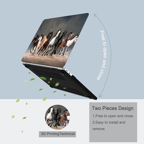 Laptop Case Compatible with New MacBook Air 13 inch M2 M3 M4 (2022-2025) A2681 A3113 A3240, Plastic Hard Shell Case & Clear Keyboard Cover for MacBook Air 13.6,Horses Racing in Kuwait
