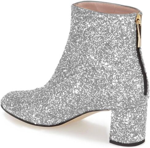 XYD Women Glitter Low Block Heel Ankle Boots Round Toe Festival Party Booties Shoes with Zip in Saudi Arabia