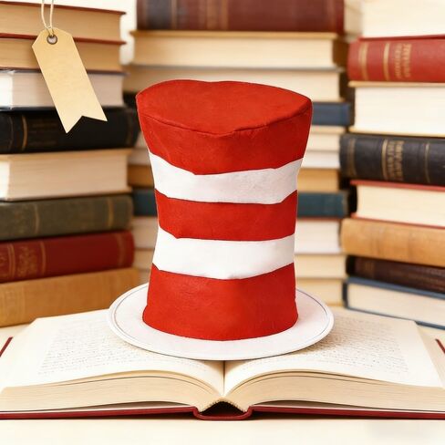 Red and White Striped Top Cat Hat For Men,Costume Hat Accessory for Halloween and Role-Play in Kuwait