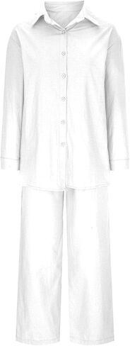 bmkBWO Linen Sets for Women 2 Piece,Button Down Plus Size Summer Shirts Wide Leg Linen Pants Lounge Outfits Clothes 2026 in Saudi Arabia
