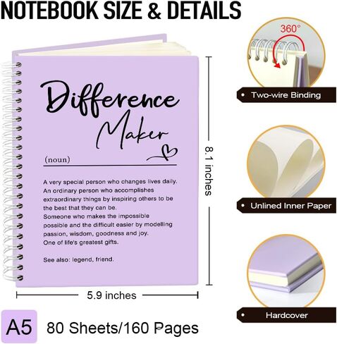 Difference Maker Definition 160 Blank Pages Purple Hardcover Spiral Notebook, Thank You Gifts for Leader SchoolCounselors Nurse Preceptor, Appreciation Gifts for Manager Colleague Mentor in Saudi Arabia