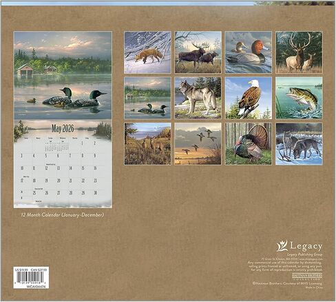 Legacy Publishing Group 2026 Wall Calendar 12-Month Schedule Organizer 12 x 13 Inch Paper With Brass Grommet Wildlife in Saudi Arabia