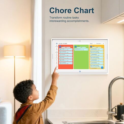 15.6 inch Digital Calendar Wall Planner & Chore Chart, IPS Touchscreen Interactive Display, Smart Family Schedules, Digital Picture Frame for Seamless Scheduling, Gift for Christmas Family in Saudi Arabia