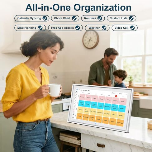 15.6 inch Digital Calendar Wall Planner & Chore Chart, IPS Touchscreen Interactive Display, Smart Family Schedules, Digital Picture Frame for Seamless Scheduling, Gift for Christmas Family in Saudi Arabia