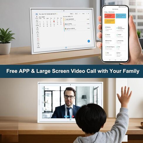 15.6 inch Digital Calendar Wall Planner & Chore Chart, IPS Touchscreen Interactive Display, Smart Family Schedules, Digital Picture Frame for Seamless Scheduling, Gift for Christmas Family in Saudi Arabia