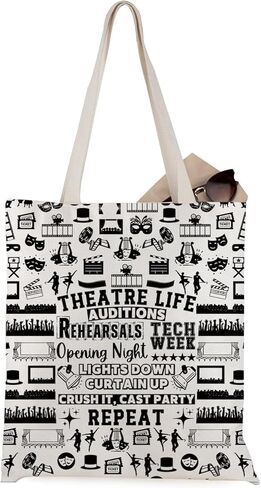 WCGXKO Theatre Life Tote Bag Comedy Tragedy Mask Gift Theater Drama Gift Drama Actor Merch in Saudi Arabia