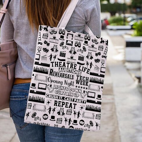WCGXKO Theatre Life Tote Bag Comedy Tragedy Mask Gift Theater Drama Gift Drama Actor Merch in Saudi Arabia