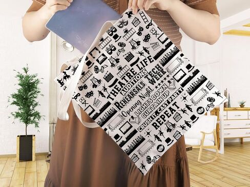 WCGXKO Theatre Life Tote Bag Comedy Tragedy Mask Gift Theater Drama Gift Drama Actor Merch in Saudi Arabia