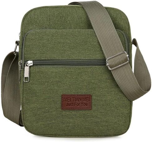 Retro Mens Shoulder Bag Stylish Canvas Crossbody Sling Bag in Solid Colors Lightweight Trendy for Travel Hiking Daypack in Saudi Arabia