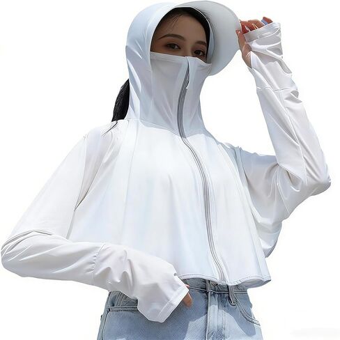 INOGIH Womens UPF 50+ Long Sleeve Sun Protection Crop Top Lightweight Quick Dry Hoodie Shirts Workout Jacket Outdoor in Saudi Arabia
