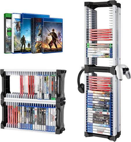 ASFSKY Video Game Storage Tower, 23-Game Organizer with 2 Controller Hooks in Kuwait