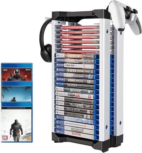 ASFSKY Game Storage Tower Universal Video Game Storage for 48 Games Storage ABS Stand متوافق مع PS5 PS4 Xbox Nintendo Switch Games Gamer Gifts (46) in Kuwait
