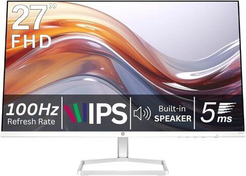 شاشة HP Series 5 مقاس 27 بوصة بدقة FHD، شاشة عالية الدقة بالكامل (1920 × 1080)، لوحة IPS، 99% sRGB، نسبة تباين 1500:1، 300 شمعة في المتر المربع، راحة العين مع شهادة Eyesafe، 527sa (متجددة) in Kuwait