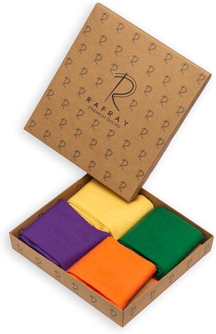 RAFRAY Bamboo Viscose Dress Socks – Men's Premium Lightweight Thin Crew Socks in Gift Box – Rainbow Colors – 4 Pairs in Saudi Arabia