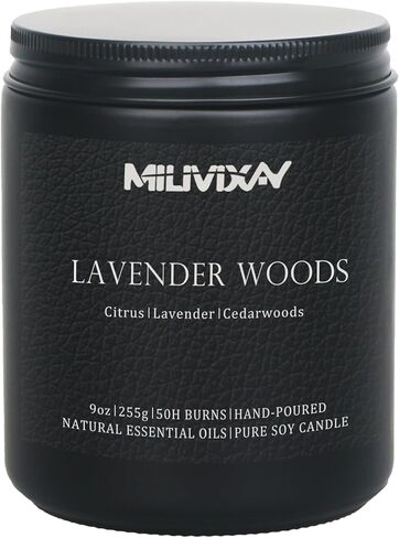 MILIVIXAY Candle for Men Mahogany & Teakwood Scented Classic 9oz Jar Single Wick Candle, Soy Wax Candles for Consistent Burn, Over 50 Hours of Burn Time, Ideal for Creating Relaxing & Holiday Gifting. in Saudi Arabia
