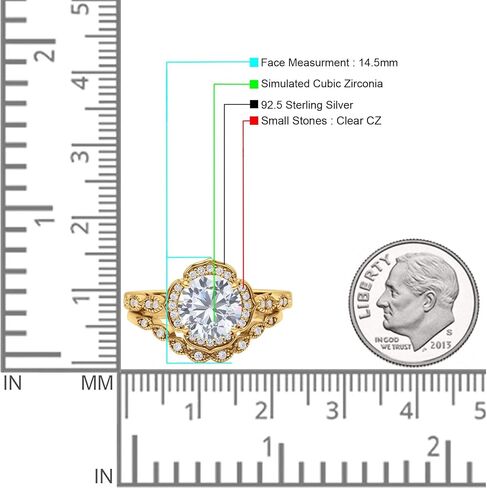 OMRANII Round Floral Antique Bridal Set Vintage Style Art Deco V Shape Half Eternity Wedding Band Engagement Ring Cubic Zirconia 925 Sterling Silver in Saudi Arabia