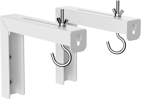 suptek Universal Projector Screen Wall Mount L-Brackets Wall Hanging Mount 6 inch Adjustable Extension Mounting Hooks for Projection Screen up to 66 lbs, 30 kg Capacity Each, PRL001, White (1 Pair) in Kuwait