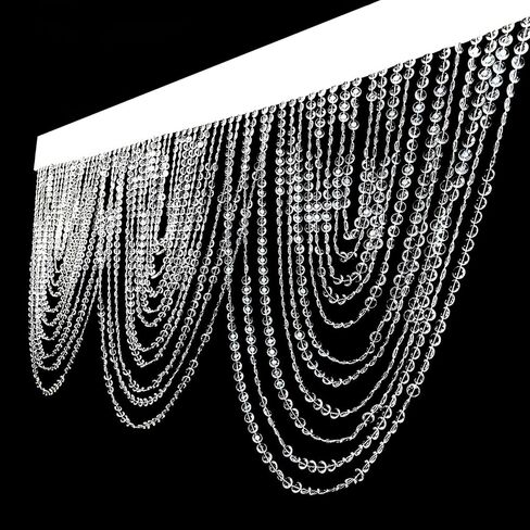 Efavormart 2 Pack Crystal Beaded Curtain Valance, 42" W x 23" H Clear Acrylic Triple Swag Diamond Cut Window Beads, Sparkling Doorway Garland for Wedding Backdrop, Room Divider, Luxury Home Decor in Kuwait