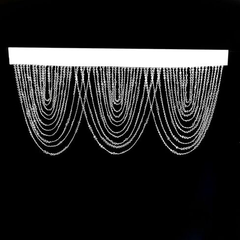 Efavormart 2 Pack Crystal Beaded Curtain Valance, 42" W x 23" H Clear Acrylic Triple Swag Diamond Cut Window Beads, Sparkling Doorway Garland for Wedding Backdrop, Room Divider, Luxury Home Decor in Kuwait