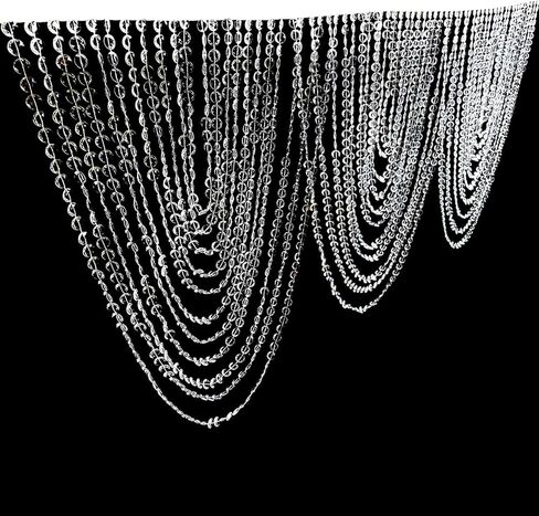 Efavormart 2 Pack Crystal Beaded Curtain Valance, 42" W x 23" H Clear Acrylic Triple Swag Diamond Cut Window Beads, Sparkling Doorway Garland for Wedding Backdrop, Room Divider, Luxury Home Decor in Kuwait