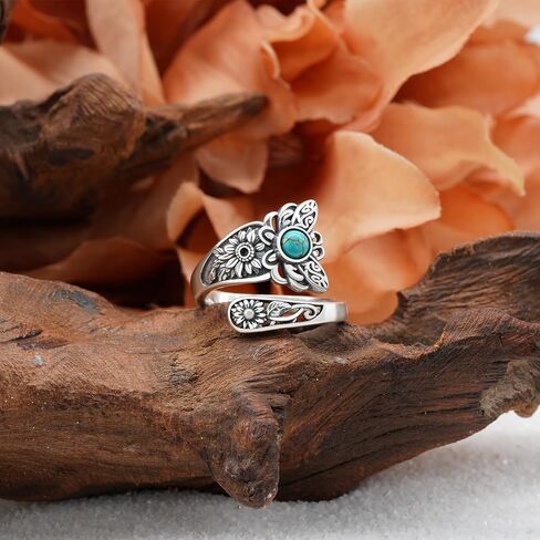 Genuine Turquoise Spoon Ring 925 Sterling Silver Turquoise Ring Vintage Western Thumb Ring Turquoise Jewelry for Women in Kuwait