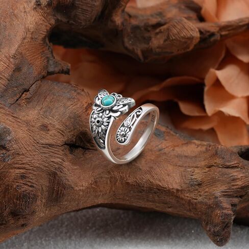 Genuine Turquoise Spoon Ring 925 Sterling Silver Turquoise Ring Vintage Western Thumb Ring Turquoise Jewelry for Women in Kuwait