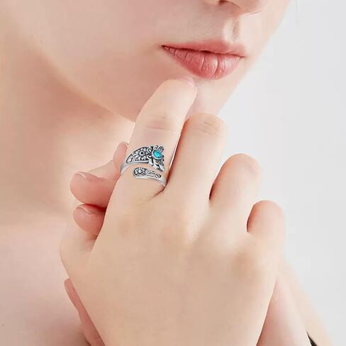 Genuine Turquoise Spoon Ring 925 Sterling Silver Turquoise Ring Vintage Western Thumb Ring Turquoise Jewelry for Women in Kuwait