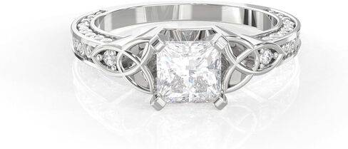 Glitz Design Princess Cut Engagement Ring White Gold Finish CZ in Kuwait