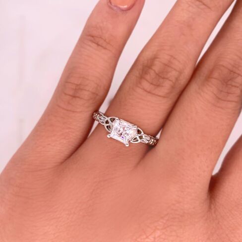 Glitz Design Princess Cut Engagement Ring White Gold Finish CZ in Kuwait