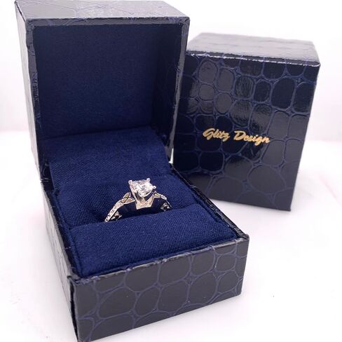 Glitz Design Princess Cut Engagement Ring White Gold Finish CZ in Kuwait