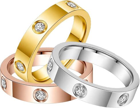 Fullrainbow 18K Gold Plated Rings 3 PCS Gold Love Rings for Women Stainless Steel Friendship Band Wedding Party Trendy Jewelry Gift in Kuwait