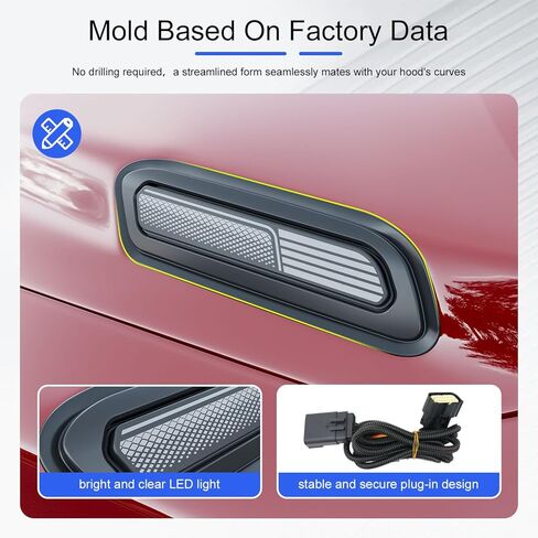 LED Hood Side Maker Light Compatible with 2019-2024 Dodge RAM 1500 Vent Scoop Light (No Rebel TRX RHO) Hood Vent Lamp Replacement for 2019-2024 Dodge RAM 1500 Accessories in Kuwait