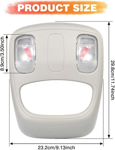 وحدة التحكم العلوية، قبة خريطة الضوء، مصباح القراءة LED، السقف الداخلي متوافق مع 2002-2010 دودج رام 1500 2500 3500 4500 5500، يستبدل 1DK78BD1AA، 1DK78TL2AA in Kuwait